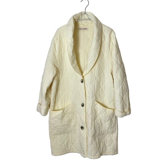 Free People Happy Day Dreamer Quilted Jacket in Cream Size Medium - Picture 1 of 10